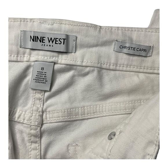 NWT Nine West Chrystie Capri Womens Size 8 Bright White Mid Rise Stretch - Picture 8 of 10